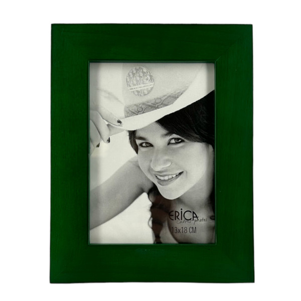 photo-Cadre photo - Pour photo 13x18cm - Bois - Vert - A suspendre ou à poser