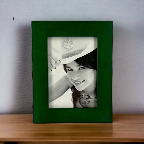 Cadre photo - Pour photo 13x18cm - Bois - Vert - A suspendre ou à poser