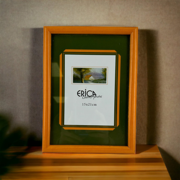 Cadre photo - Pour photo 15x21cm - Bois - Orange - A suspendre ou à poser