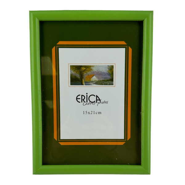 photo-Cadre photo - Pour photo 15x21cm - Bois - Vert - A suspendre ou à poser