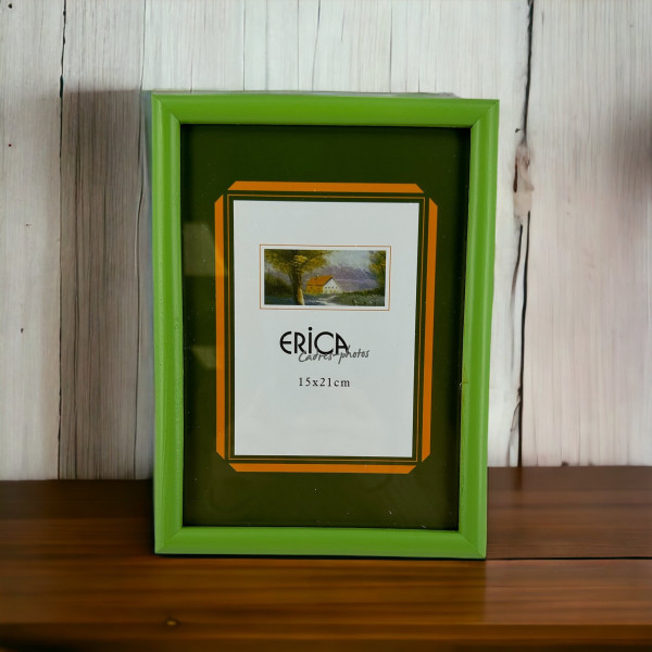 Cadre photo - Pour photo 15x21cm - Bois - Vert - A suspendre ou à poser
