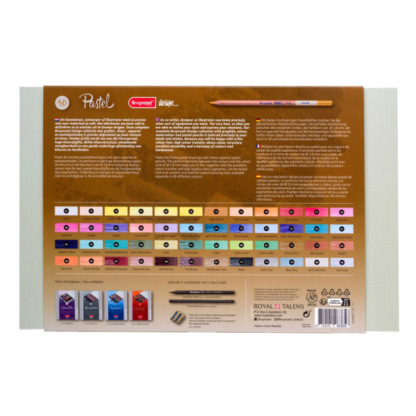 Crayons de couleur - Pastel - Beaux-arts - Coffret de 48 couleurs - Bruynzeel