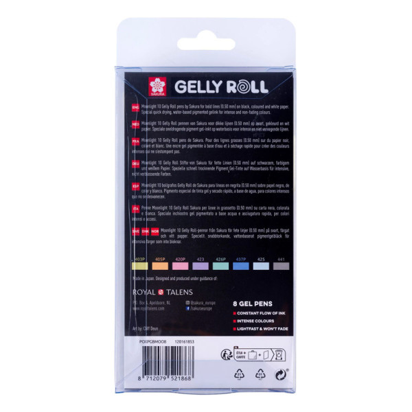 Stylos gel - Couleurs pastel - Etui de 8 stylos - Pointe médium - Sakura - Gelly Roll