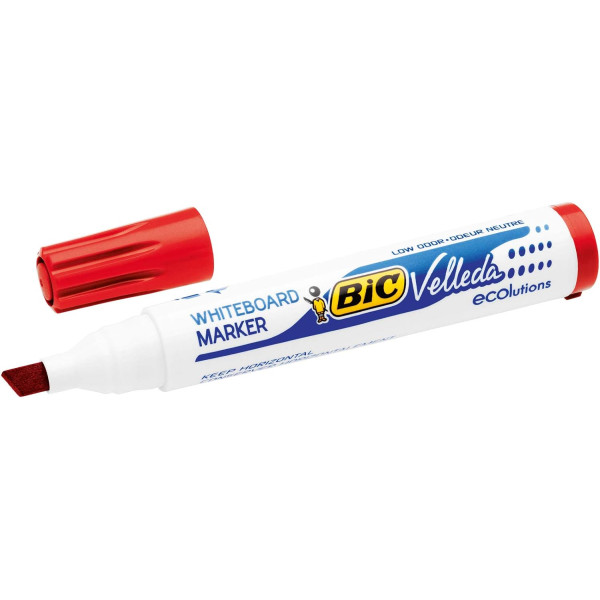 Lot de 12 marqueurs effaçable - Velleda 1751 - Rouge - Bic - Pointe moyenne biseautée