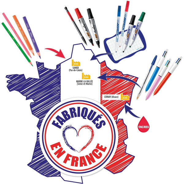 Lot de 12 marqueurs effaçable - Velleda 1751 - Rouge - Bic - Pointe moyenne biseautée