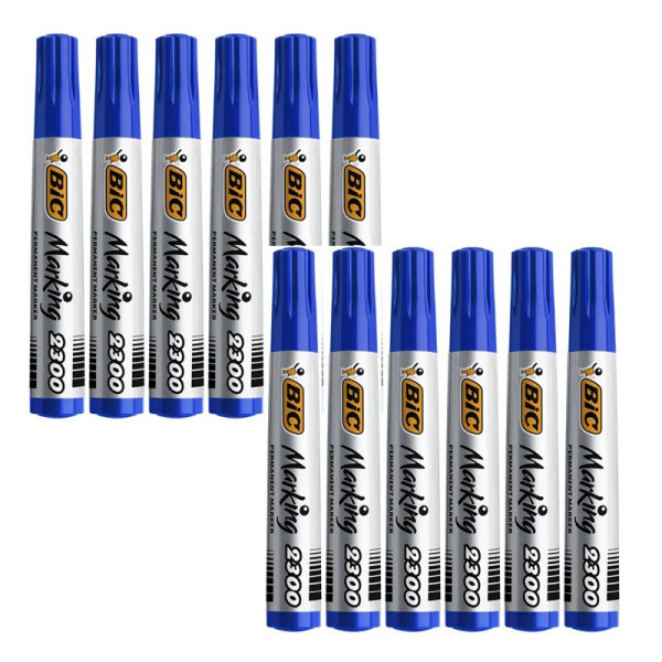 photo-Lot de 12 marqueurs - Indélébile - Permanent - Bleu - Marking 2300 - Bic
