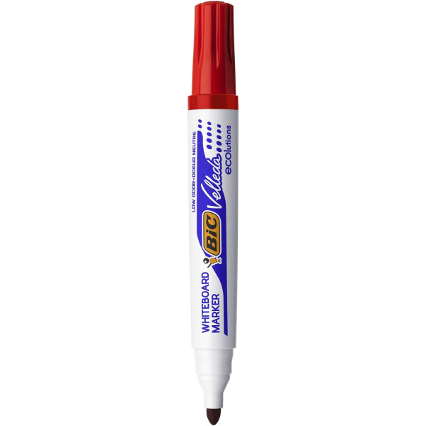 Lot de 12 marqueurs effaçable - Velleda 1701 - Rouge - Bic - Pointe moyenne conique