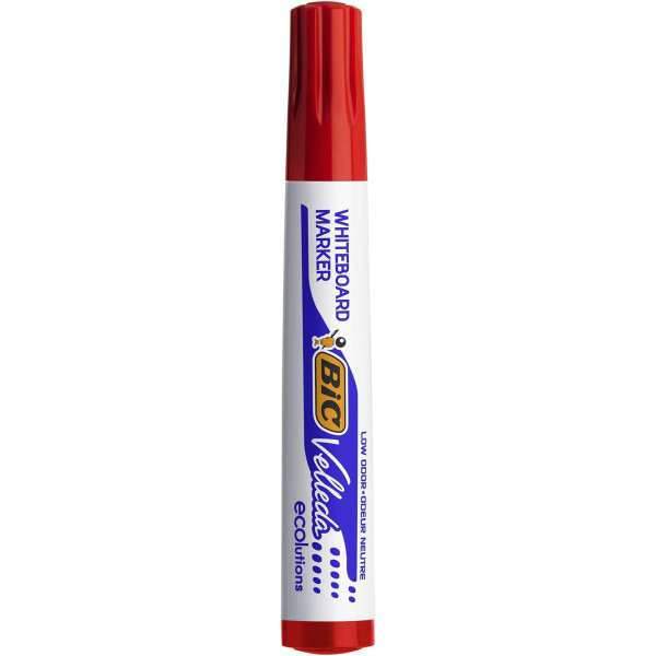 Lot de 12 marqueurs effaçable - Velleda 1701 - Rouge - Bic - Pointe moyenne conique