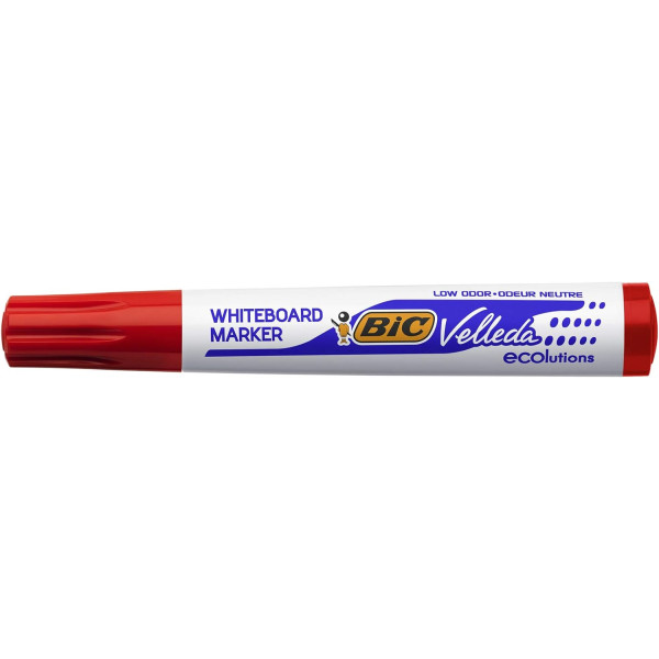 Lot de 12 marqueurs effaçable - Velleda 1701 - Rouge - Bic - Pointe moyenne conique