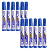 photo-Lot de 12 marqueurs effaçable - Velleda 1701 - Bleu - Bic - Pointe moyenne conique