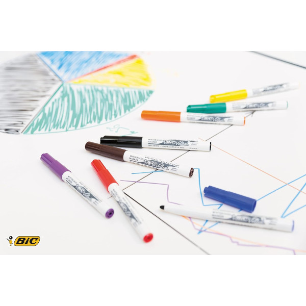 Lot de 12 marqueurs effaçable - Velleda 1741 - Bleu - Bic - Pointe moyenne conique