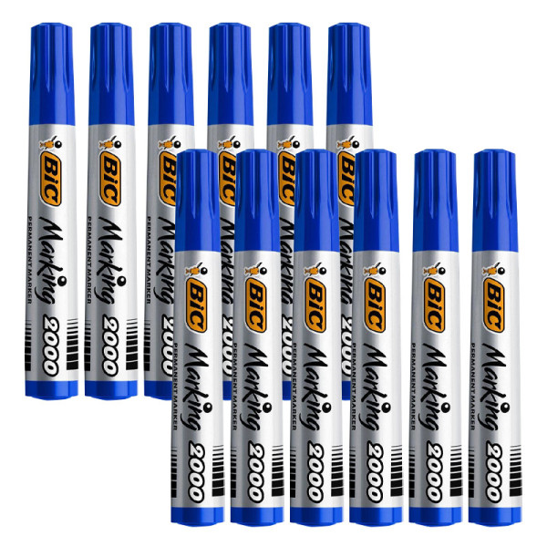 photo-12 marqueurs - Bleu - Indélébile - Permanent - BIC - Marking 2000 - Pointe ronde