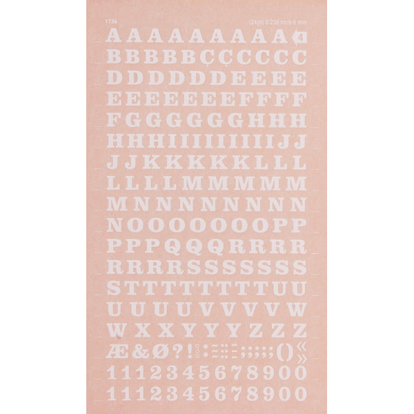 Lettres et chiffres - Blancs - Transfert - Autocollant - 6mm hauteur - Decadry