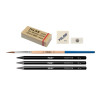 Crayons graphite - Aquarelle - HB, 4B et 8B - Accessoires - Boîte métal - Milan
