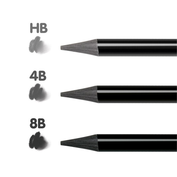 Crayons graphite - Aquarelle - HB, 4B et 8B - Accessoires - Boîte métal - Milan