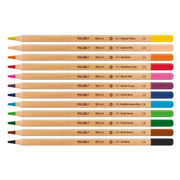 Crayons de couleur - Mine épaisse - 12 couleurs - Boîte métal - Milan