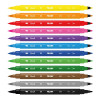 Feutres de coloriage - Double pointe - Fine et pinceau - 12 couleurs - Milan