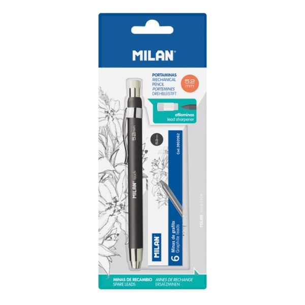 photo-Porte-mines - Dessin et esquisse - Mines 5,2mm - B - Avec 6 recharges - Milan