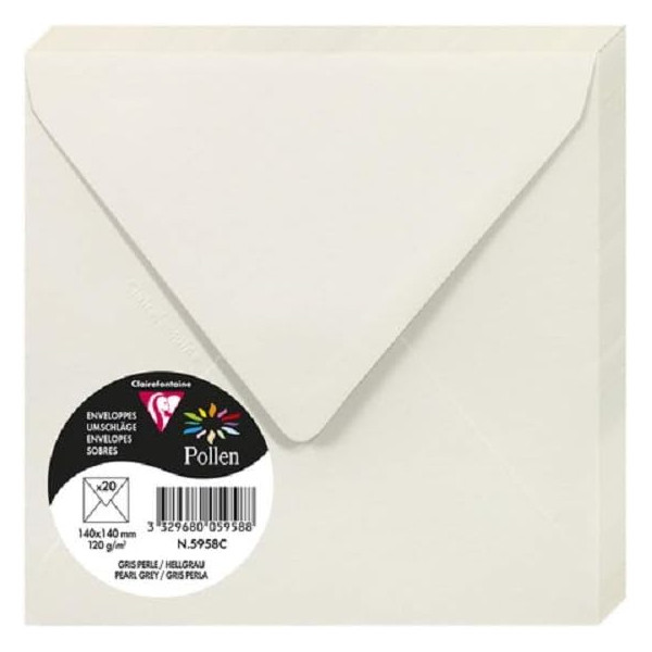 photo-Enveloppes - Carré - 140x140mm - Pollen - Gris perle - 20 unités - Clairefontaine