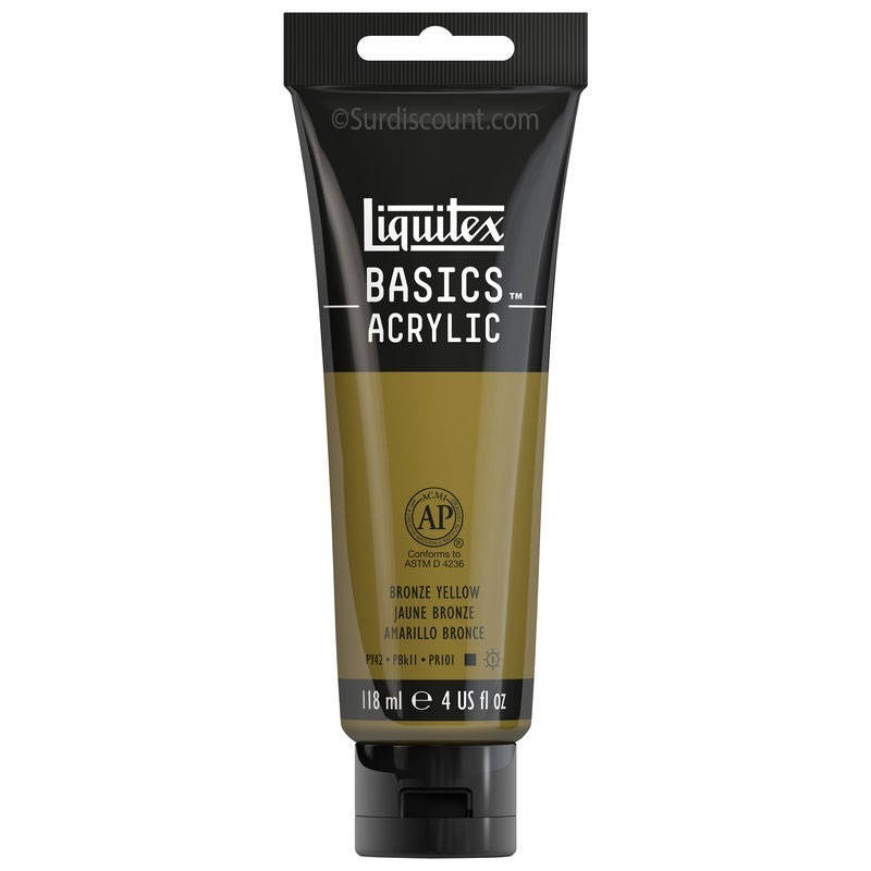 phoot-Peinture acrylique - Jaune bronze - 530 - Liquitex Basics acrylic - Tube 118ml