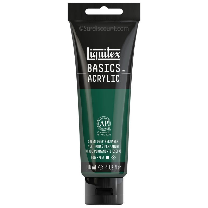phoot-Peinture acrylique - Vert foncé permanent - 350 - Liquitex Basics acrylic - Tube 118ml