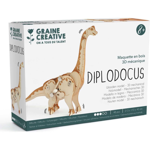 Maquette - Puzzle - 3D - Mécanique - Dinosaure - Diplodocus - 48 pièces - Dès 8 ans