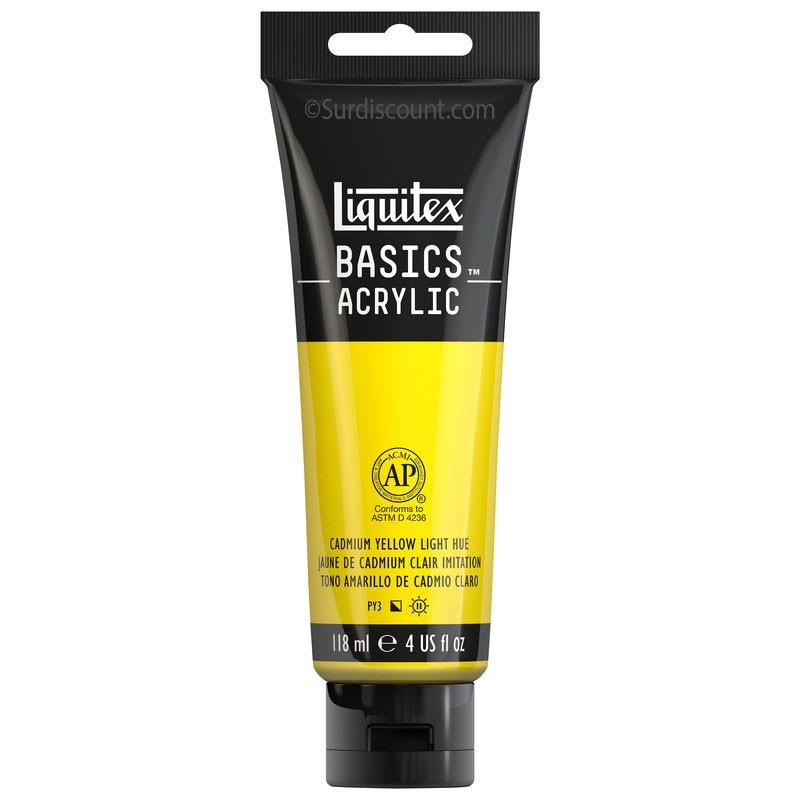 photo-Peinture acrylique - Jaune de cadmium clair - 159 - Liquitex Basics acrylic - Tube 118ml