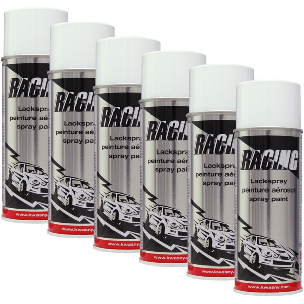photo-6 bombes de peinture carrosserie voiture Racing Blanc brillant 400ml