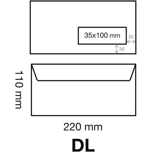 Enveloppes - DL - 110x220mm - Auto-adhésives - Avec fenêtre - Paquet de 25