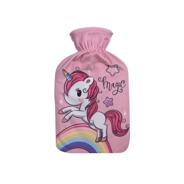 photo-Bouillotte - 1L - Housse en flanelle - Licorne magique - Eau chaude - Enfant