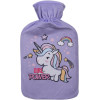 photo-Bouillotte - 1L - Housse en flanelle - Licorne girl power - Eau chaude - Enfant