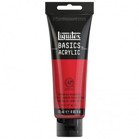 photo-Peinture acrylique - Rouge cadmium moyen - 151 - Liquitex Basics acrylic - Tube 118ml