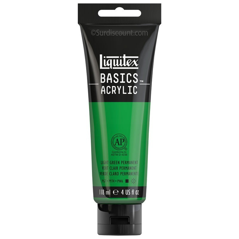 photo-Peinture acrylique - Vert clair permanent - 312 - Liquitex Basics acrylic - Tube 118ml