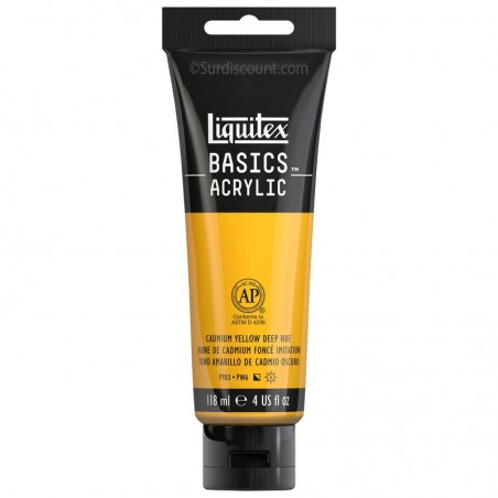 Peinture Acrylique en tube - jaune de cadmium fonce - Liquitex Basics pas cher