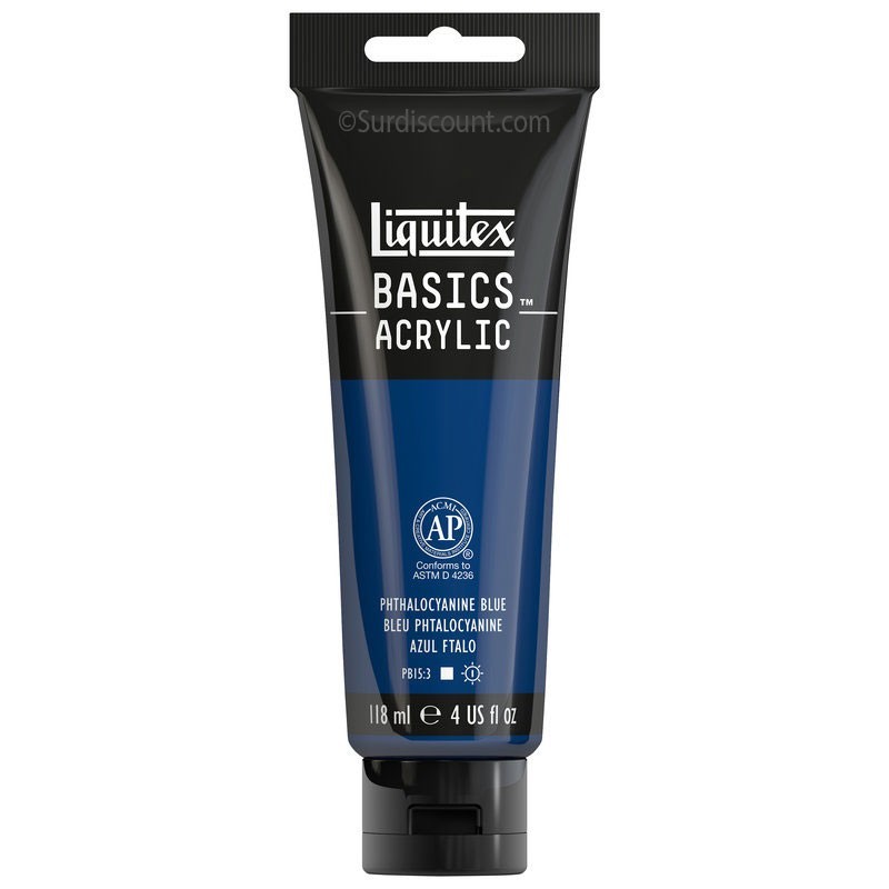 photo-Peinture acrylique - Bleu phtalocyanine - 316 - Liquitex Basics acrylic - Tube 118ml