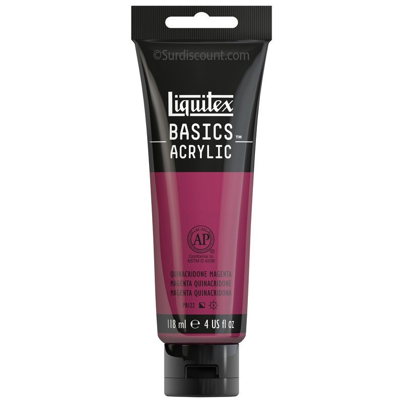 photo-Peinture acrylique - Magenta quinacridone - 114 - Liquitex Basics acrylic - Tube 118ml