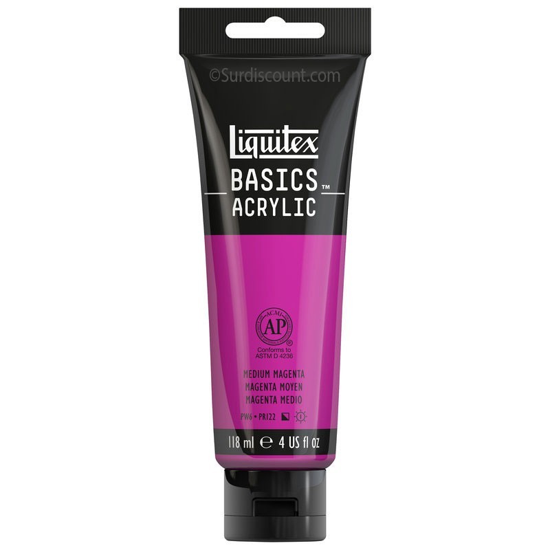 photo-Peinture acrylique - Magenta moyen - 500 - Liquitex Basics acrylic - Tube 118ml