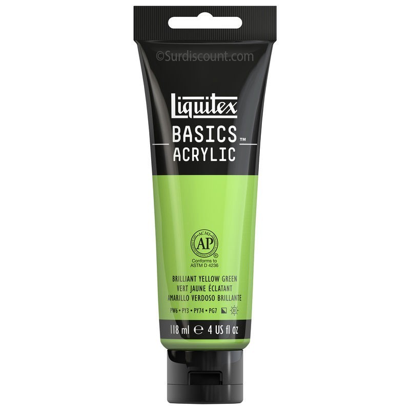 photo-Peinture acrylique - Vert jaune éclatant - 840 - Liquitex Basics acrylic - Tube 118ml