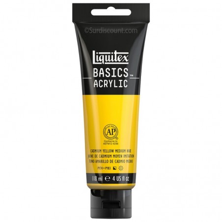 photo-Peinture acrylique - Jaune cadmium moyen - 830 - Liquitex Basics acrylic - Tube 118ml