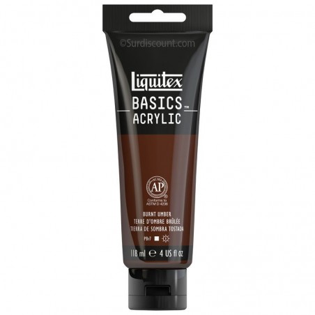 photo-Peinture acrylique - Terre ombre brûlée - 128 - Liquitex Basics acrylic - Tube 118ml