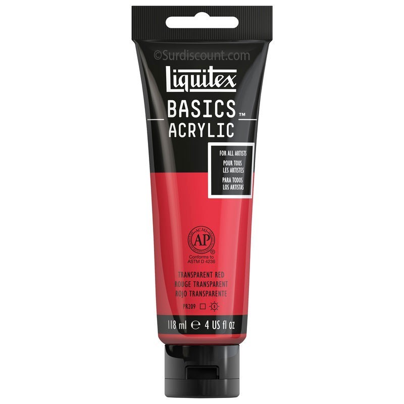 photo-Peinture acrylique - Rouge transparent - 47 - Liquitex Basics acrylic - Tube 118ml