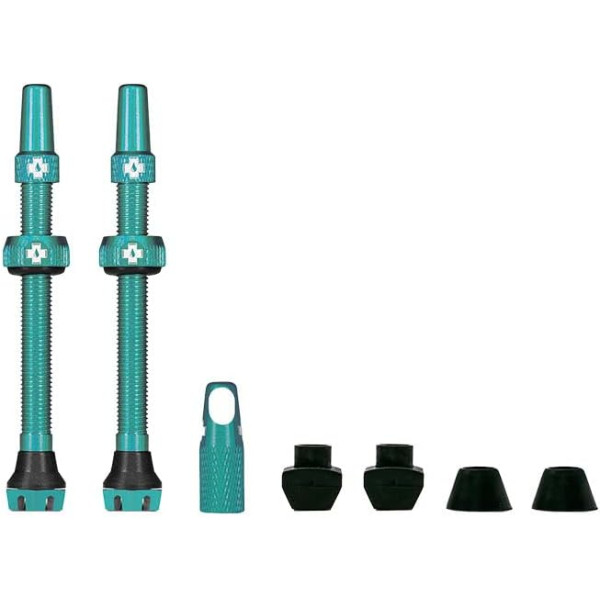 photo-Valves pour pneu sans chambre à air - Paire de 2 - Alu - 60mm - Turquoise - Muc-Off