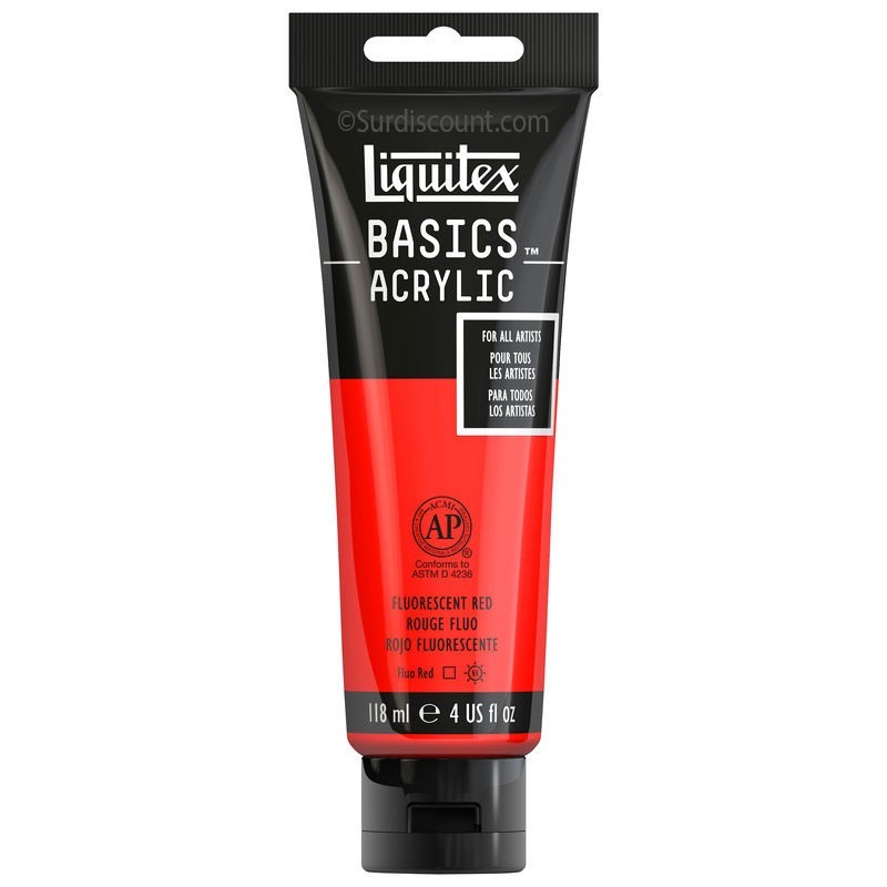 photo-Peinture acrylique - Rouge fluorescent - 983 - Liquitex Basics acrylic - Tube 118ml