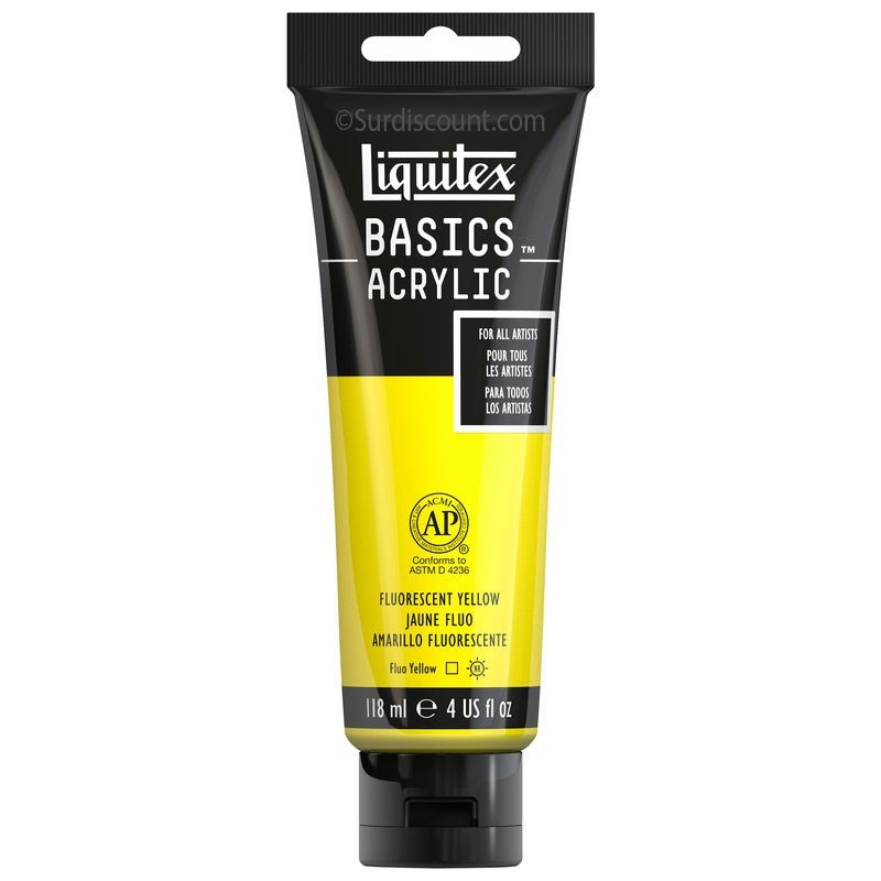 photo-Peinture acrylique - Jaune fluorescent - 981 - Liquitex Basics acrylic - Tube 118ml