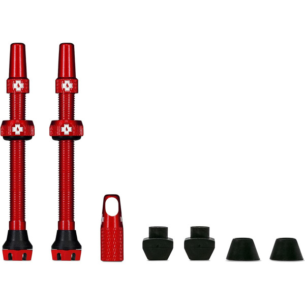 photo-Valves pour pneu sans chambre à air - Paire de 2 - Alu - 44mm - Rouge - Muc-Off