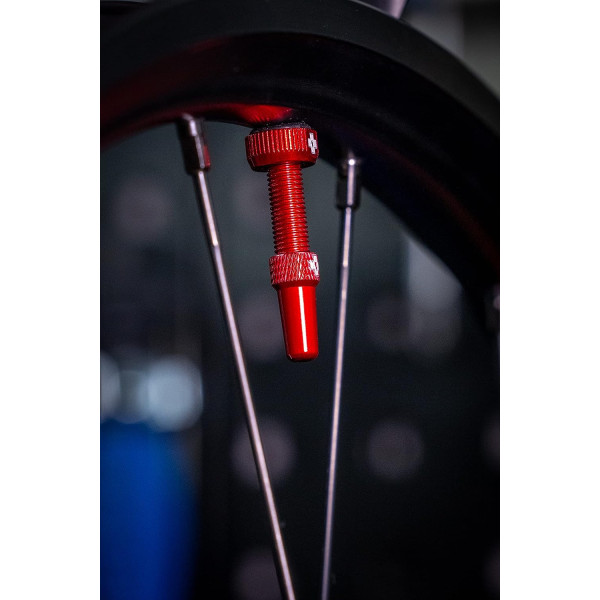 Valves pour pneu sans chambre à air - Paire de 2 - Alu - 44mm - Rouge - Muc-Off