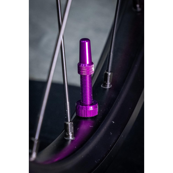 Valves pour pneu sans chambre à air - Paire de 2 - Alu - 44mm - Violet - Muc-Off