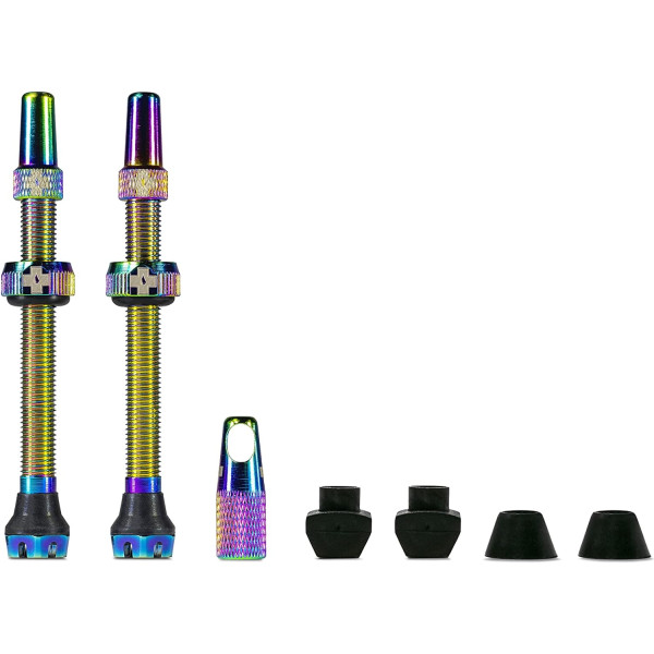 photo-Valves pour pneu sans chambre à air - Paire de 2 - Alu - 44mm - Iridescent - Muc-Off