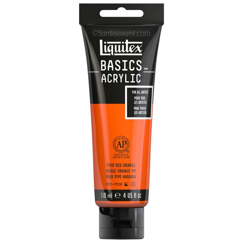photo-Peinture acrylique - Rouge orange vif - 620 - Liquitex Basics acrylic - Tube 118ml