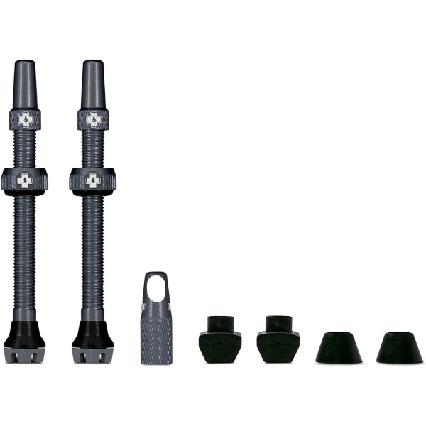 photo-Valves pour pneu sans chambre à air - Paire de 2 - Alu - 44mm - Gris - Muc-Off